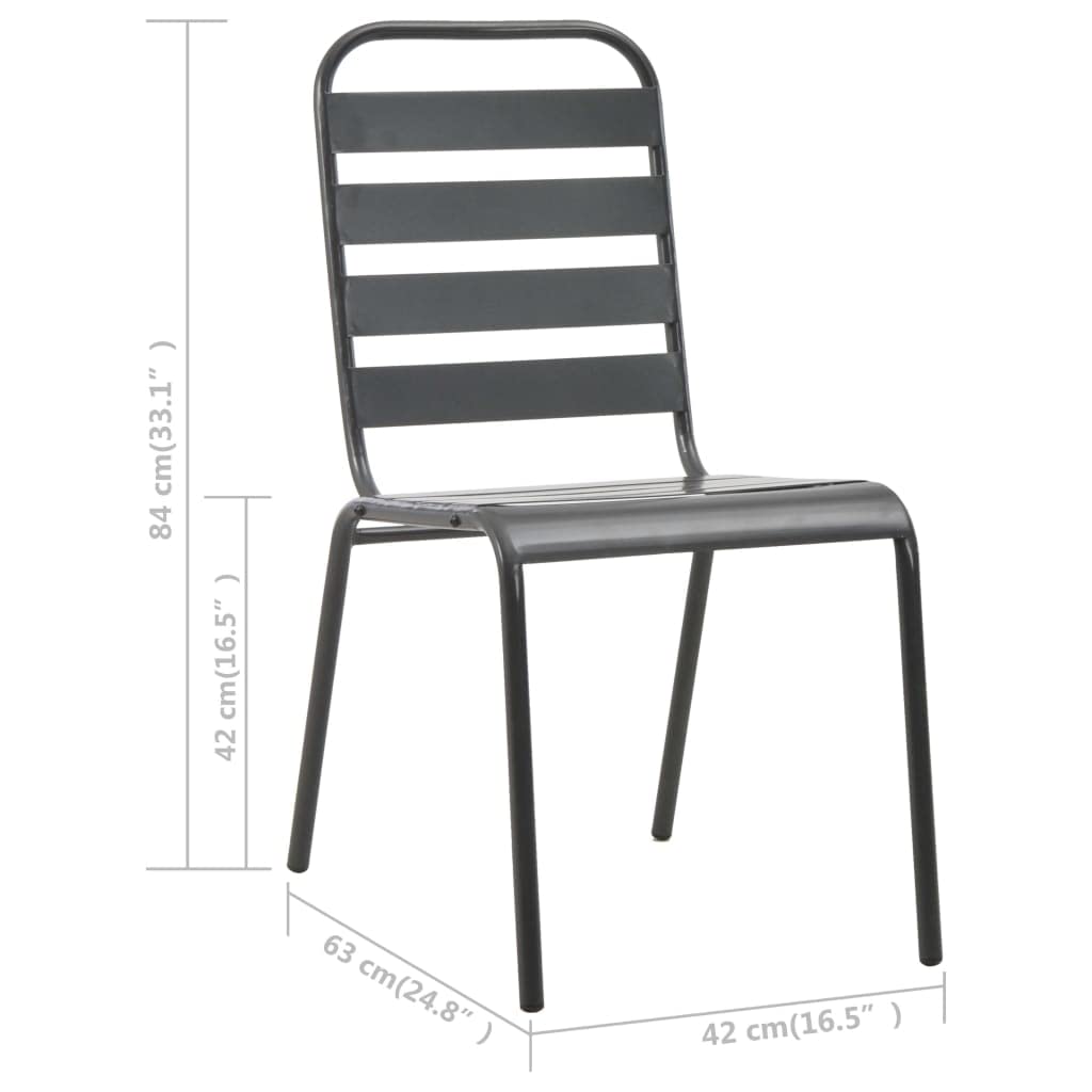 Stackable Outdoor Chairs Set of 2 Steel Gray F19679