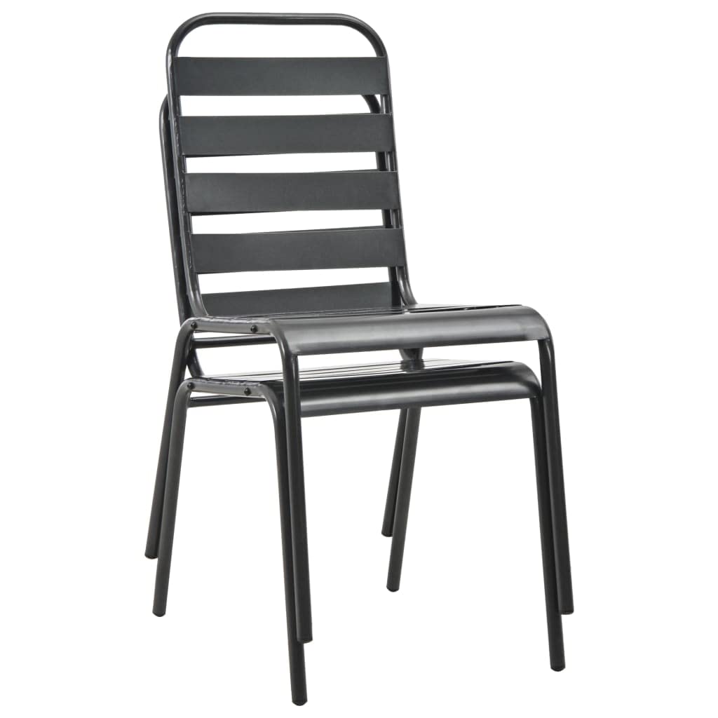 Stackable Outdoor Chairs Set of 2 Steel Gray F19679