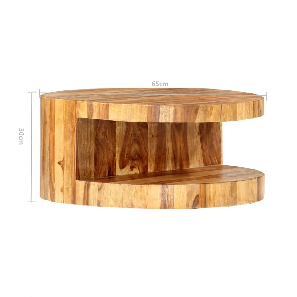 Round Coffee Table 25.6"x11.8" Solid Sheesham Wood J761