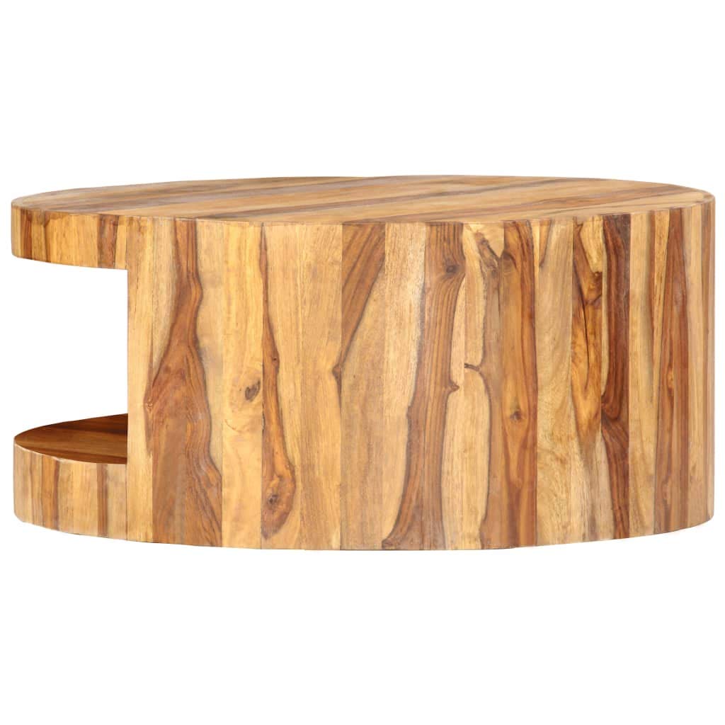 Round Coffee Table 25.6"x11.8" Solid Sheesham Wood J761