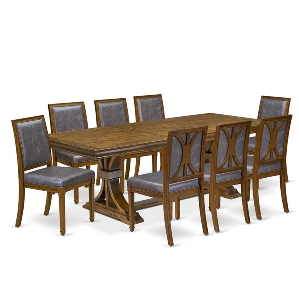 9-Piece Acacia Wood Dining Table Set with 8 Chairs M842