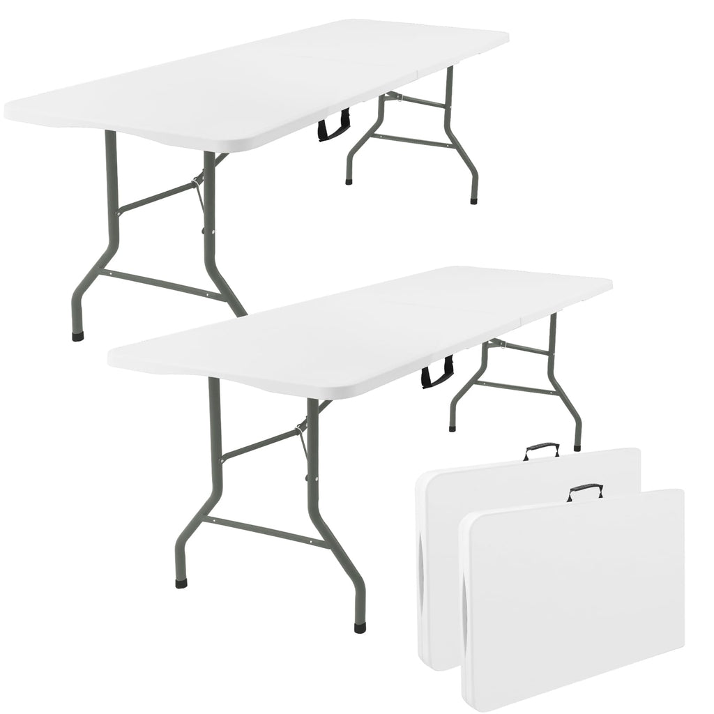 2 Pack 6 Feet Portable Folding Table White Plastic U109