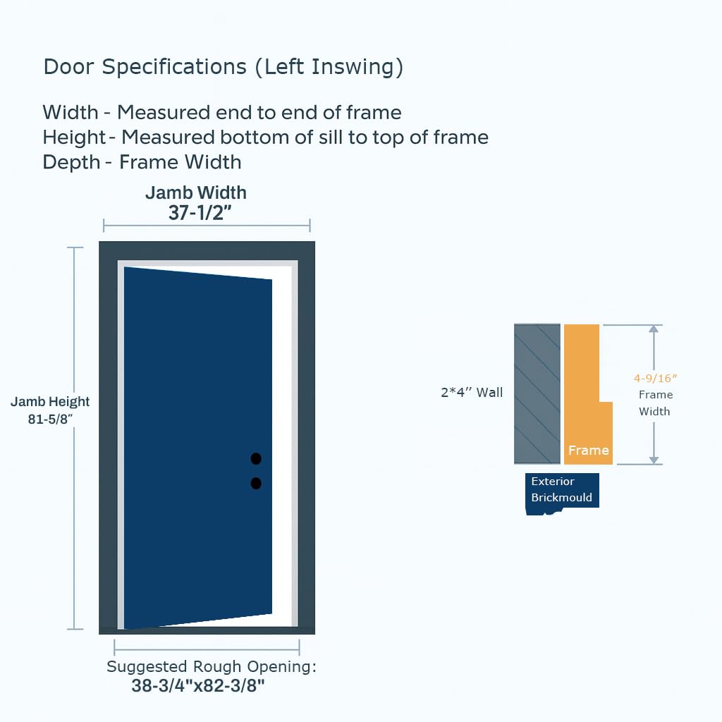 Fiberglass Front Door 36" x 80" Left-Hand Inswing Black T1626