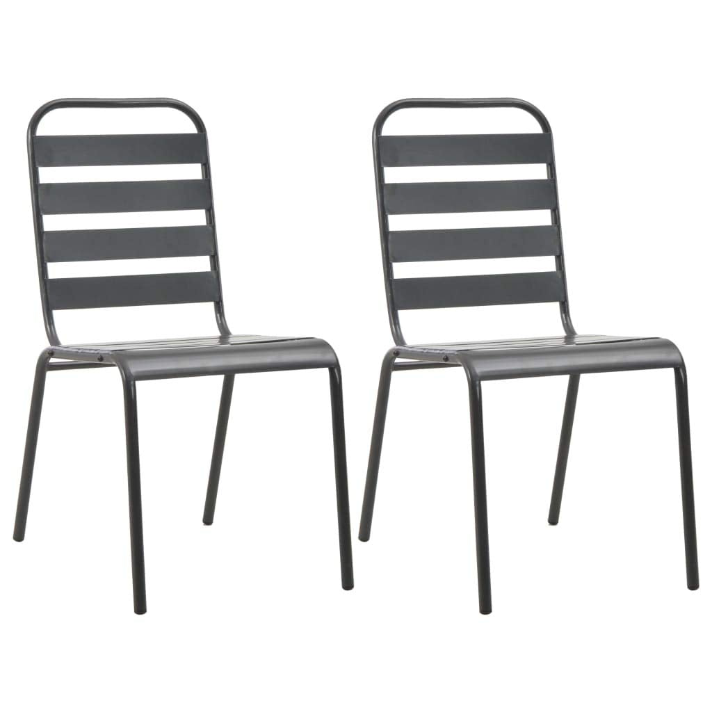 Stackable Outdoor Chairs Set of 2 Steel Gray F19679