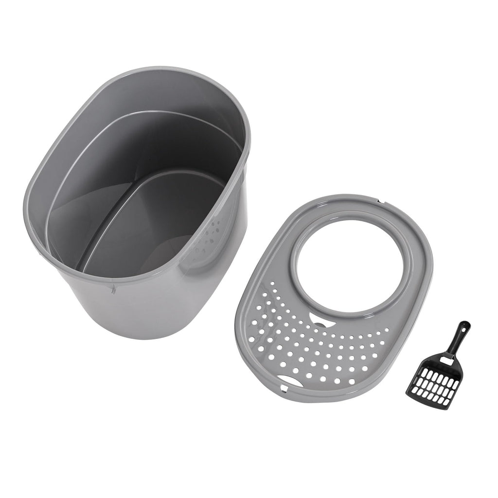 Large Top Entry Cat Litter Box with High Sides and Scoop Z721744