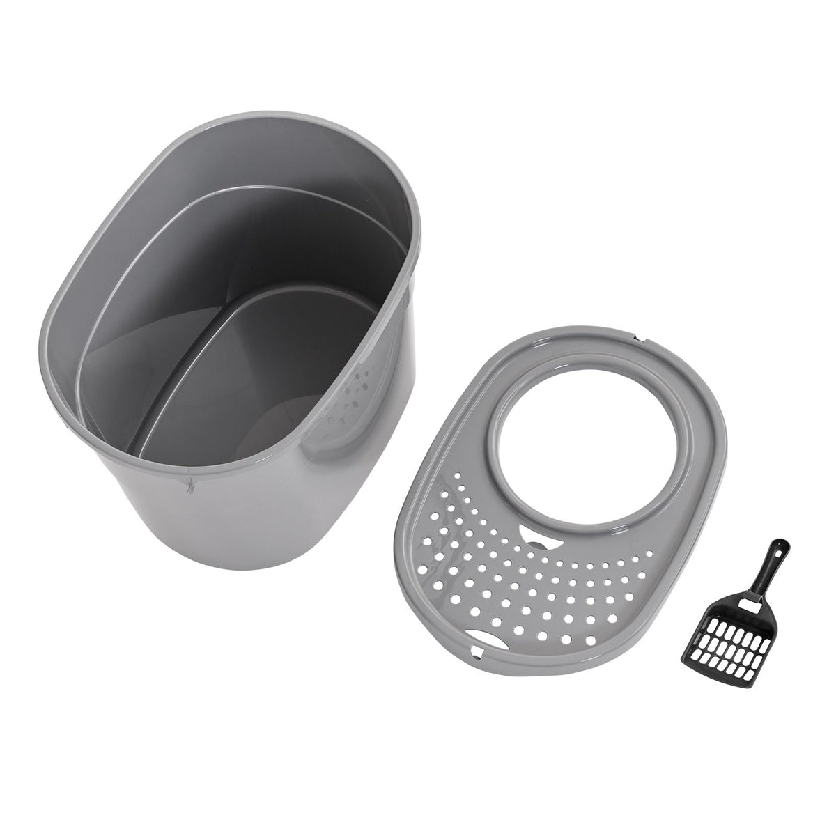 Large Top Entry Cat Litter Box with High Sides and Scoop Z721744