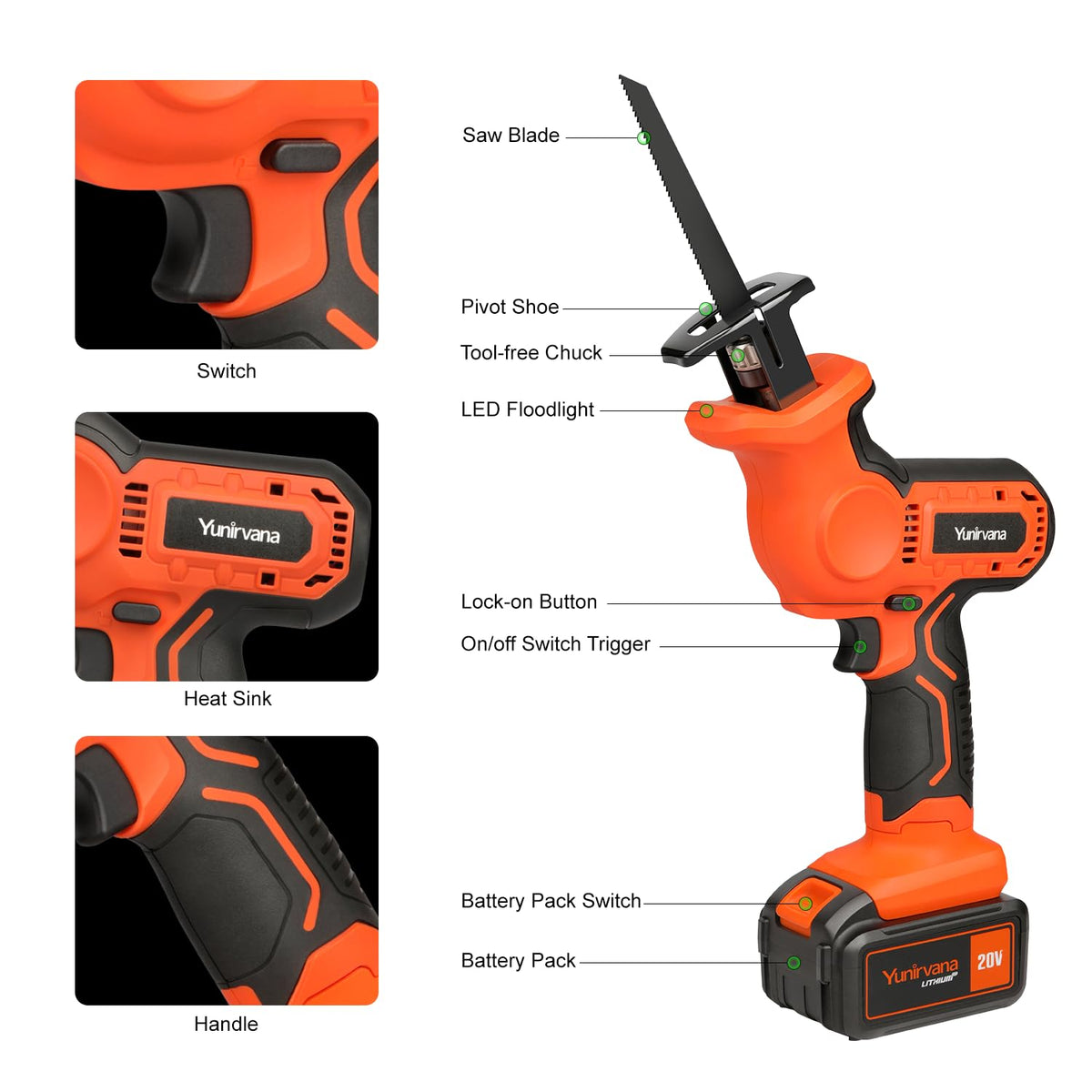 20V Cordless Reciprocating Saw Kit with Wood and Metal Blades B219