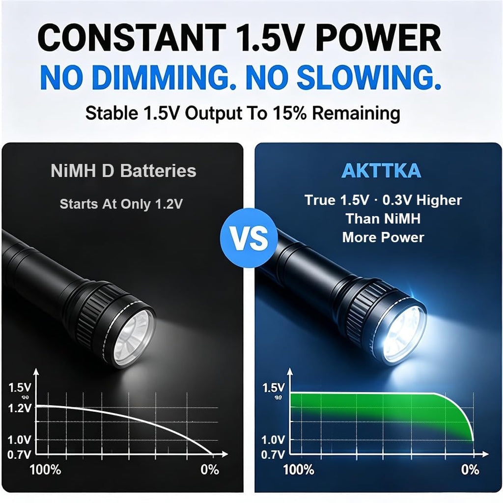 4 Pack Rechargeable D Batteries 1.5V Lithium V50059