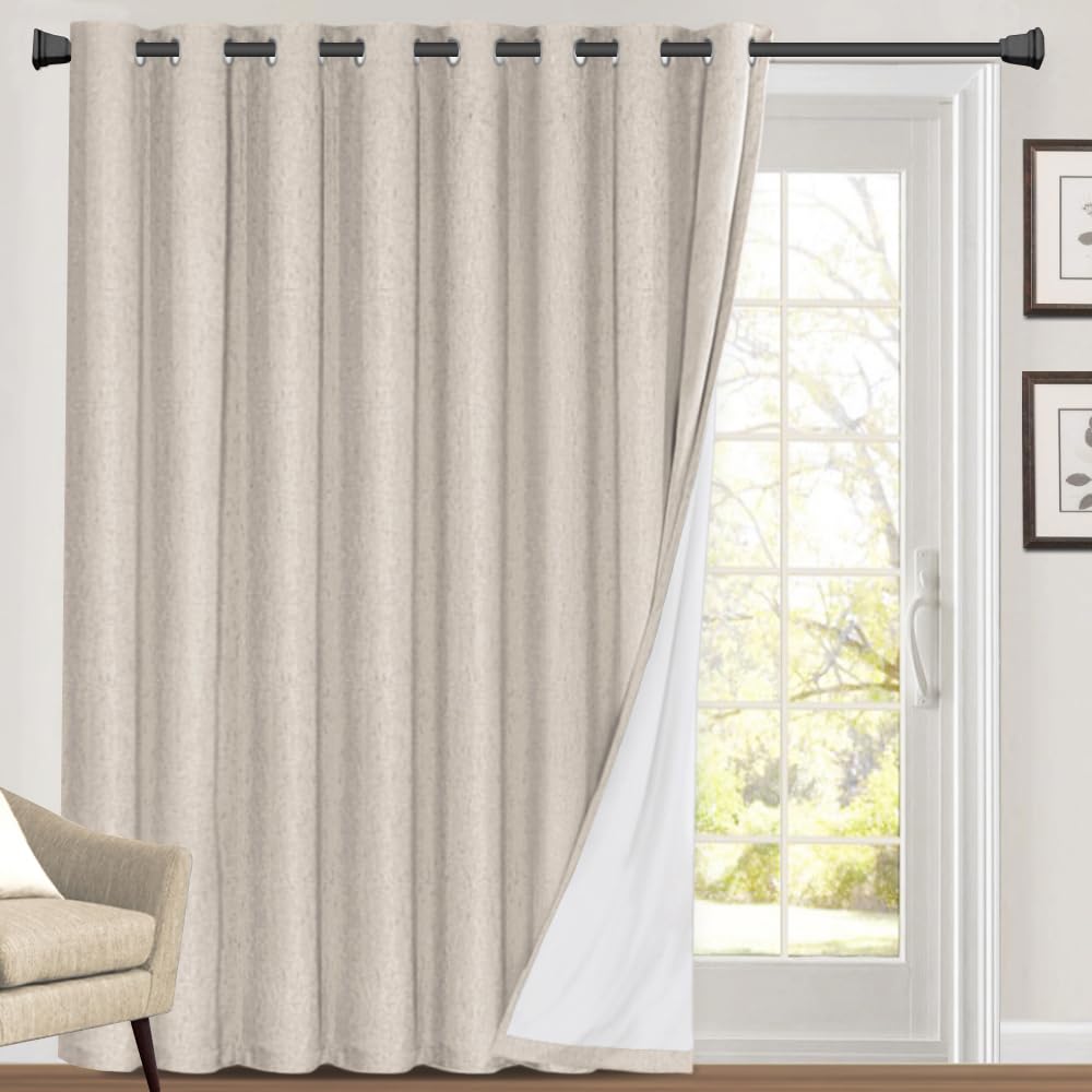 Blackout Curtains 84 Inches Long Faux Linen Thermal Insulated W100 X L84 Inch Y93942