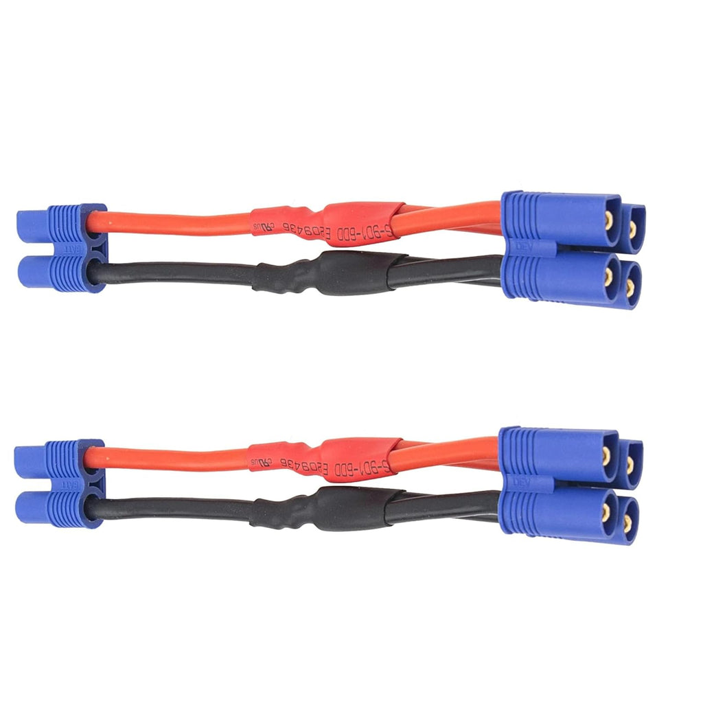 2Pcs EC3 Plug Parallel Battery Connector Cable 1 Female to 2 Male Adapter Y-Harness Splitter 10cm 14awg Silicone Wire N243