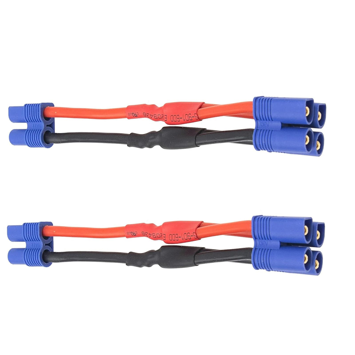 2Pcs EC3 Plug Parallel Battery Connector Cable 1 Female to 2 Male Adapter Y-Harness Splitter 10cm 14awg Silicone Wire N243