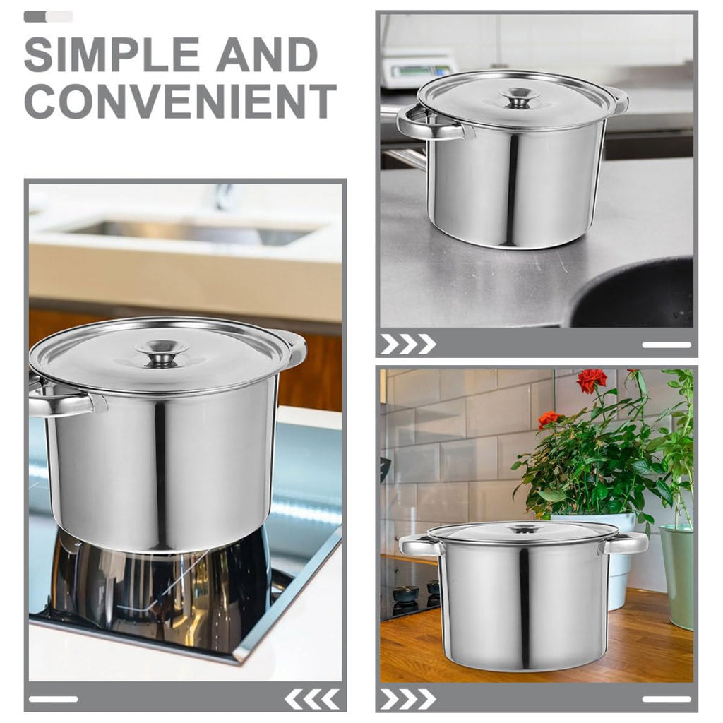 Stainless Steel Double Handle Stock Pot with Lid B326