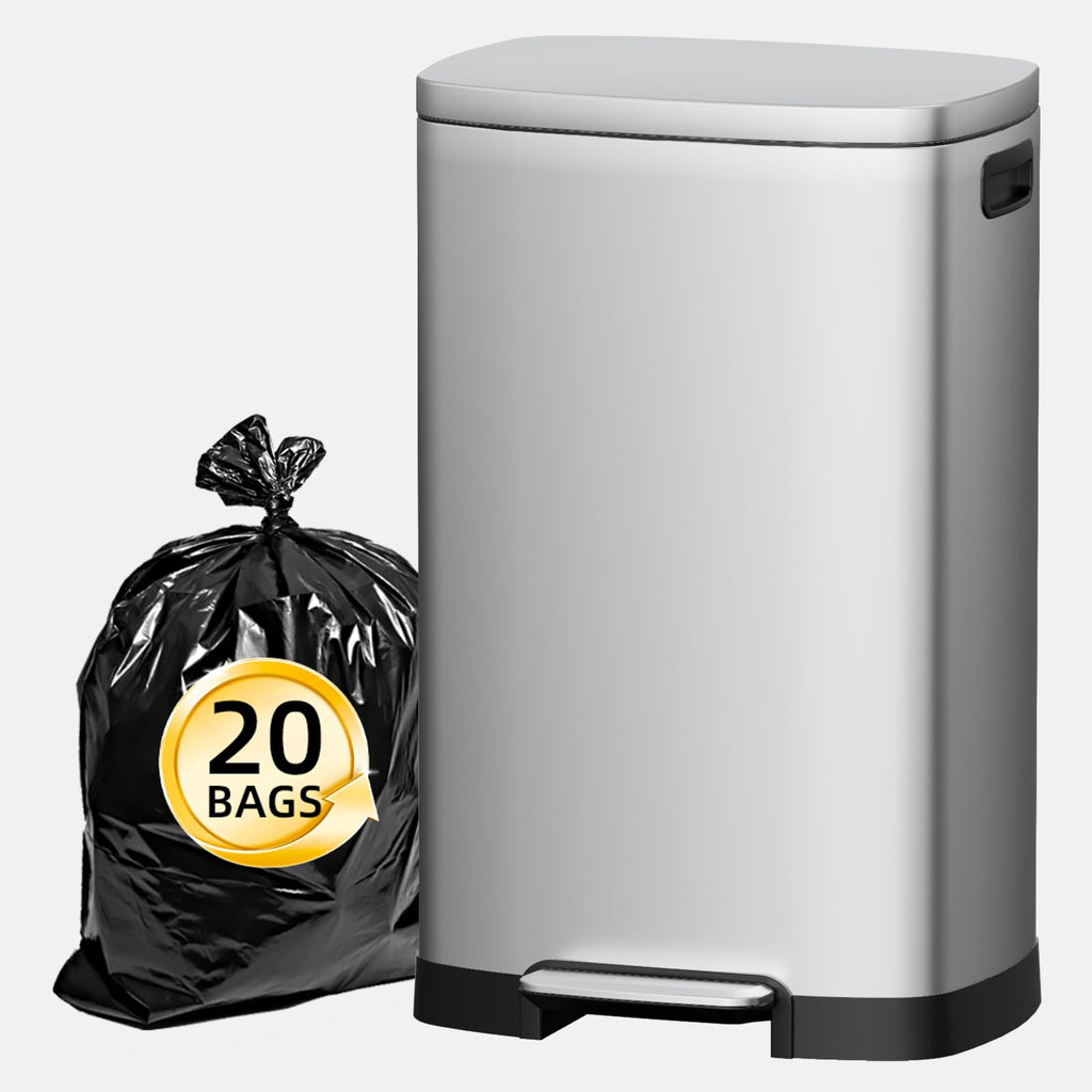 13 Gallon Stainless Steel Step Trash Can with Lid R423