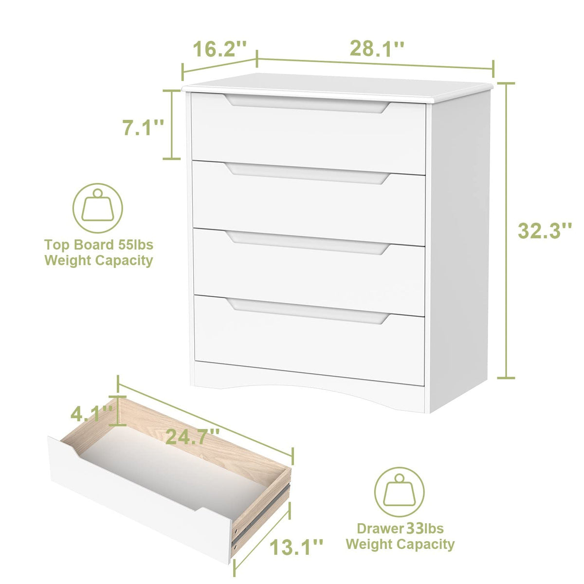 White 4 Drawer Dresser I428