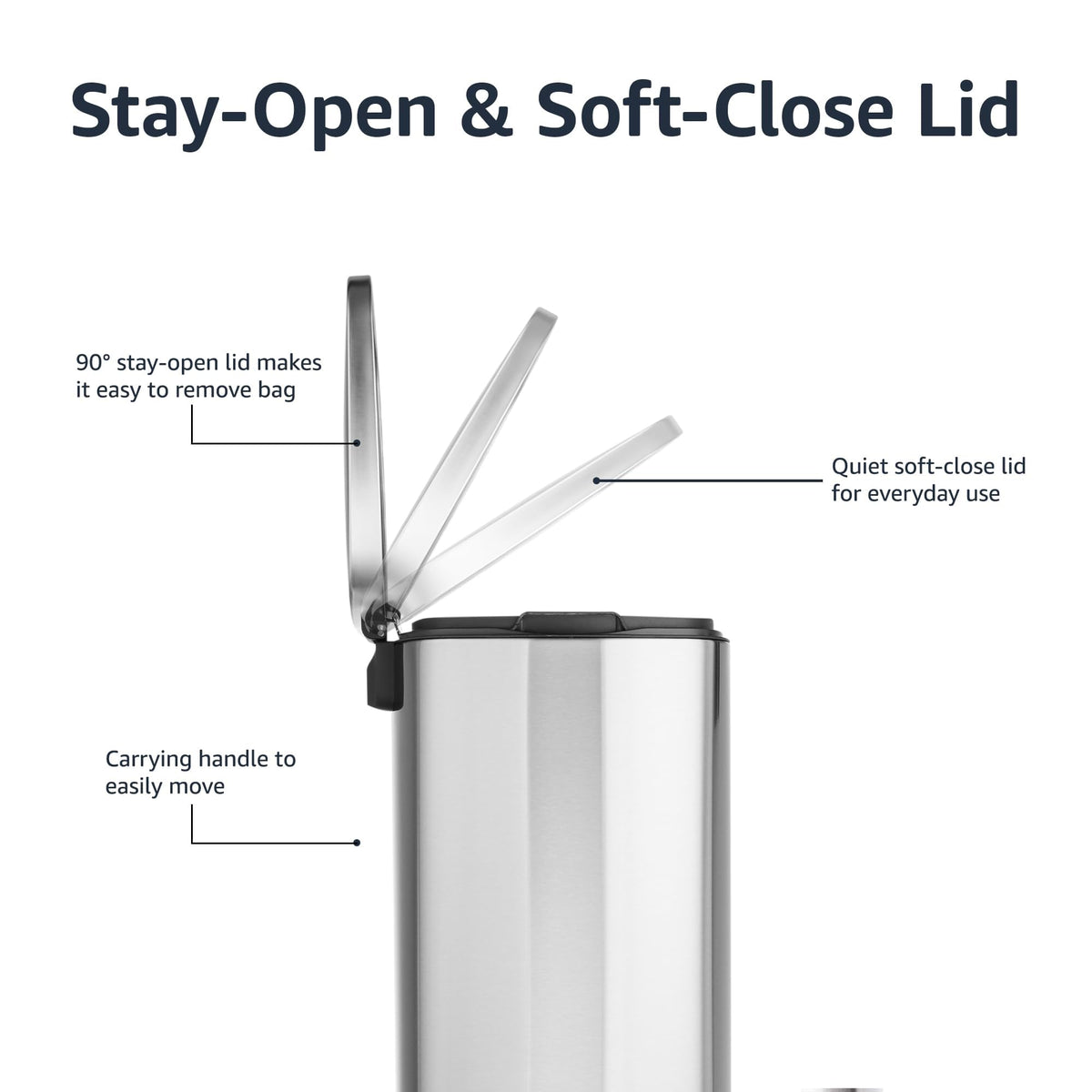 13.2 Gallon Soft-Close Stainless Steel Trash Can J4300