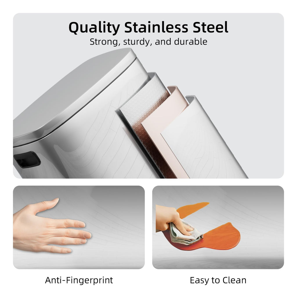 13 Gallon Stainless Steel Step Trash Can with Lid R423
