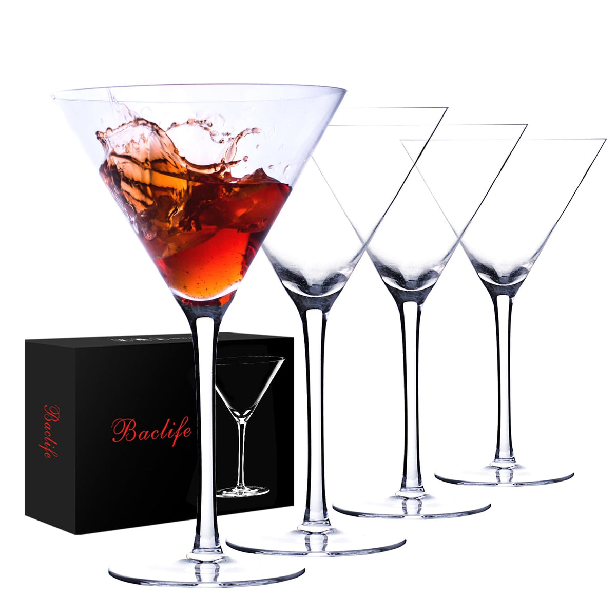 Martini Glasses Set of 4 Hand Blown 9.5oz J437