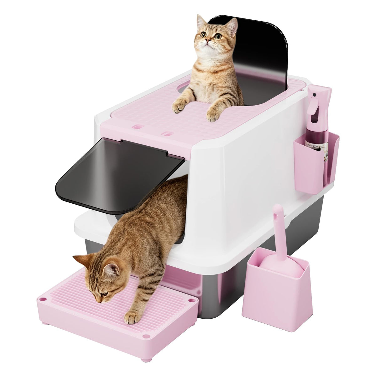 Stainless Enclosed High-Sided Covered Litter Box H8754