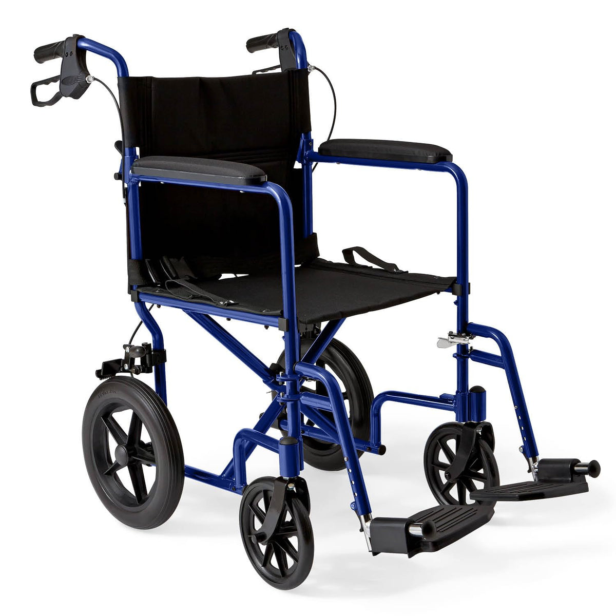 Lightweight Foldable Transport Wheelchair with Handbrakes and 12-Inch Wheels D717740