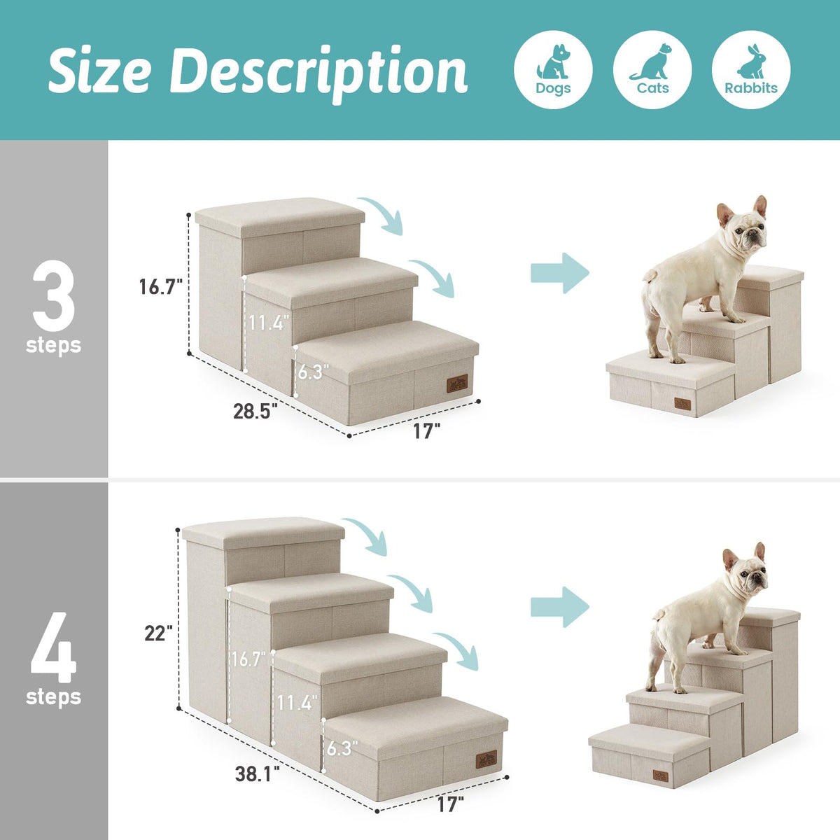 Dog Stairs with Storage, 4-Step C292