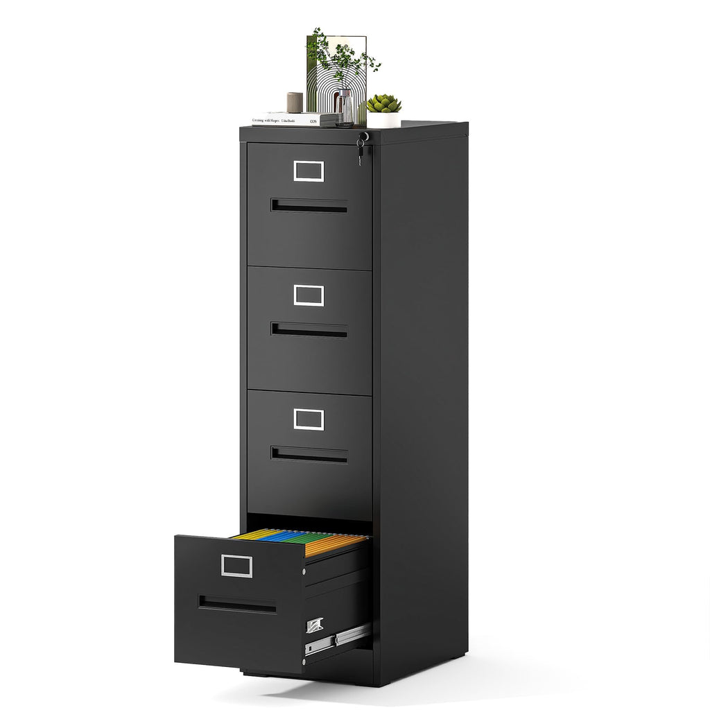 Black 4 Drawer Metal File Cabinet with Lock Y3576