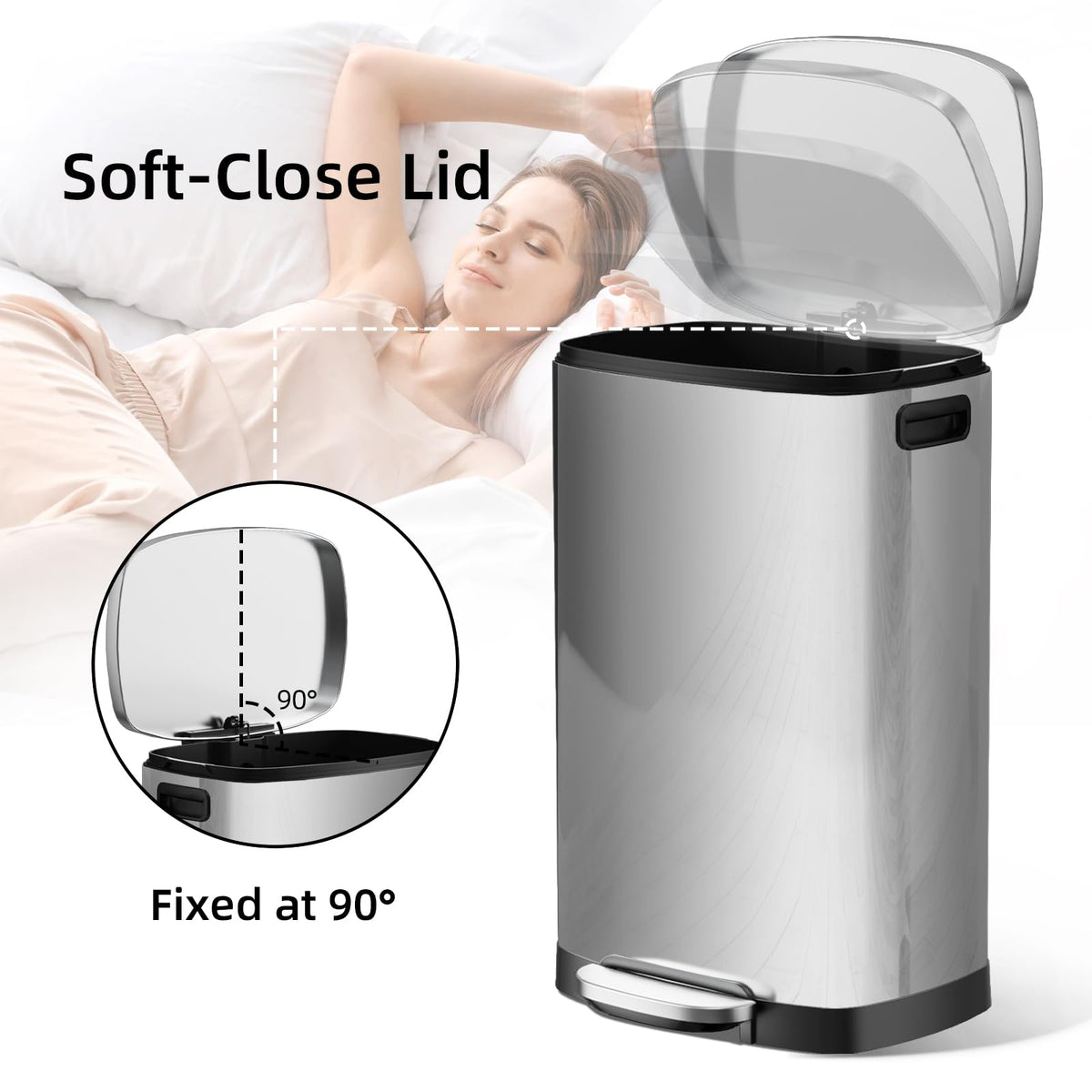 13 Gallon Stainless Steel Step Trash Can with Lid R423