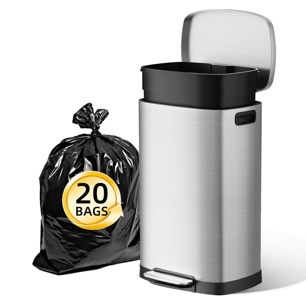 13 Gallon Stainless Steel Step Trash Can with Lid R423