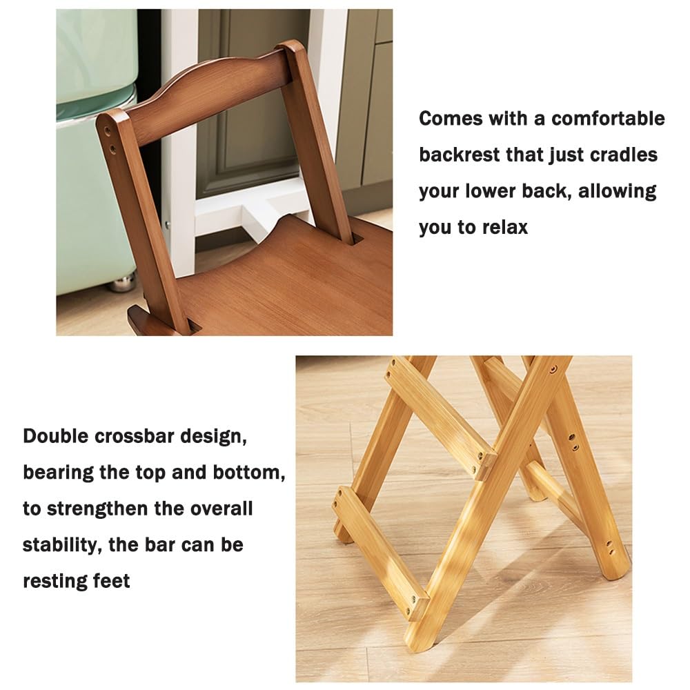 Bamboo Folding Stool with Backrest A5030