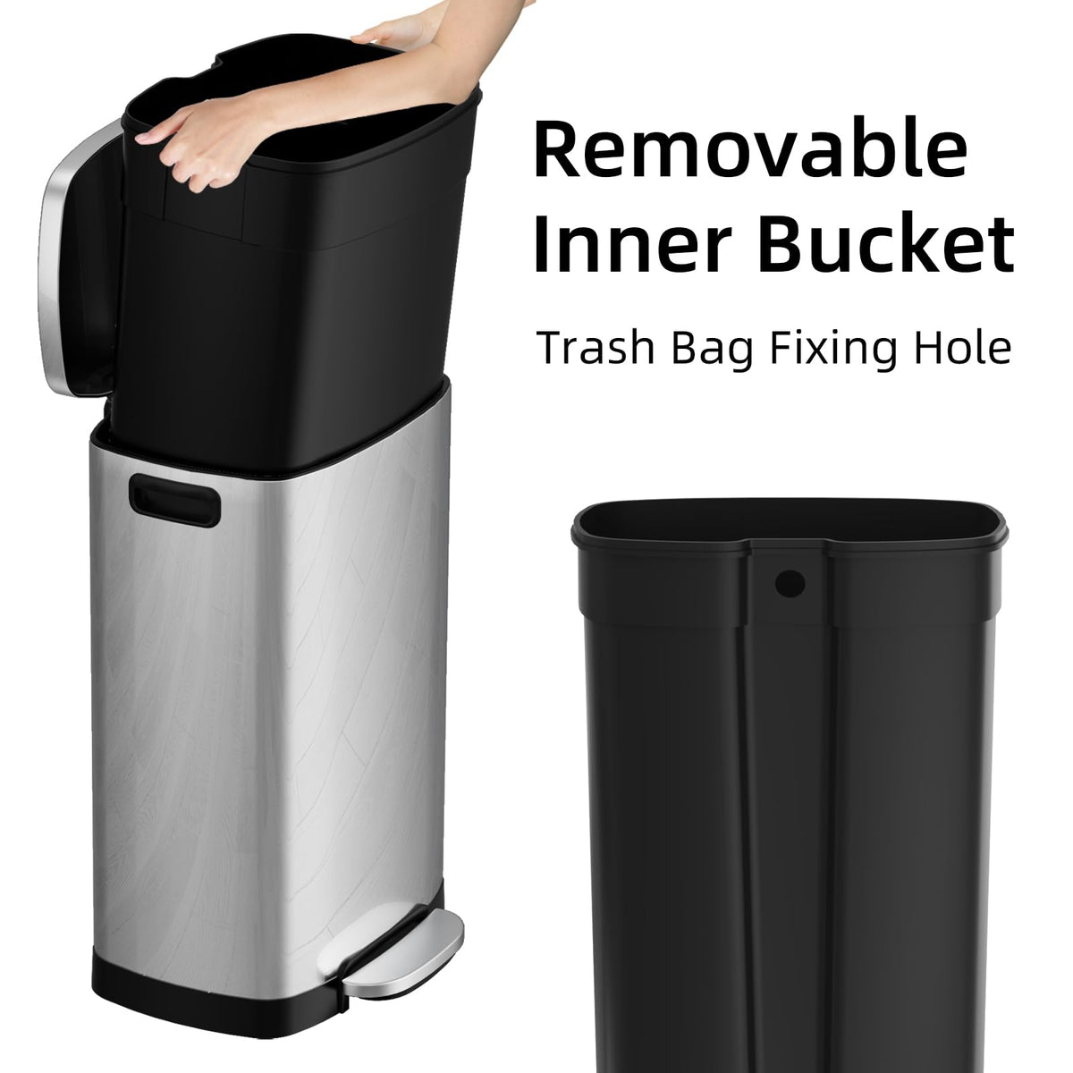 13 Gallon Stainless Steel Step Trash Can with Lid R423