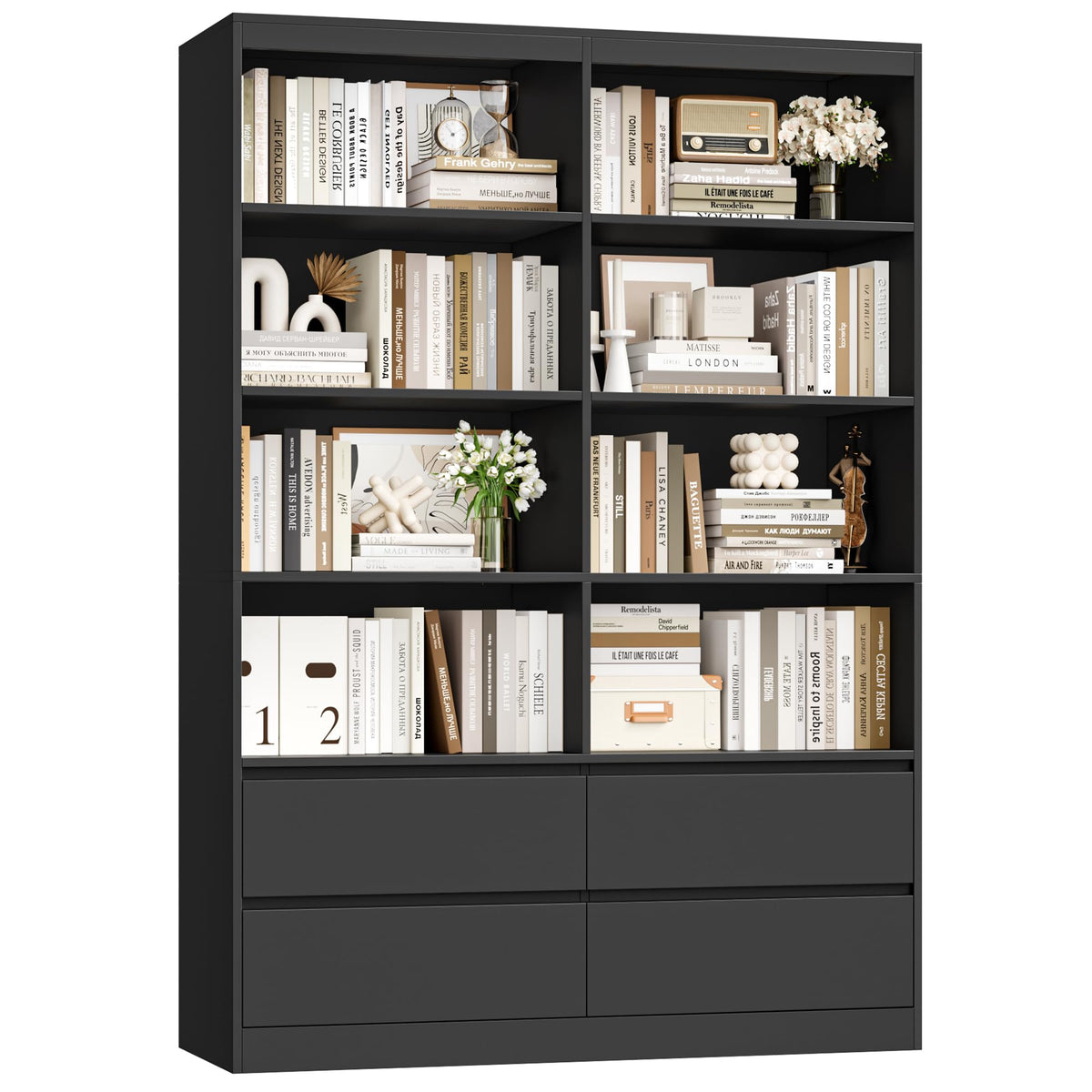 Black 4 Drawer Bookshelf T328