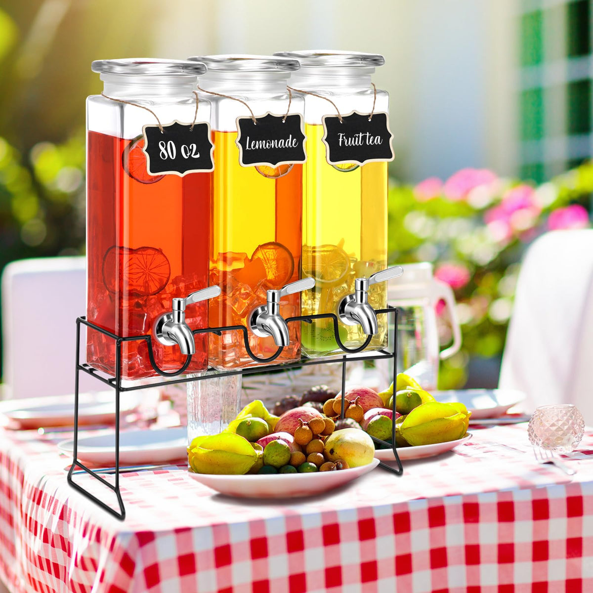 80 oz Glass Drink Dispenser with Stand and Spigot K8091