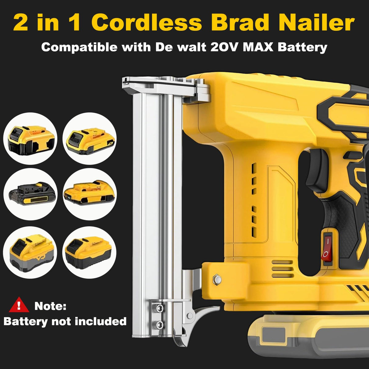 2 in 1 Cordless Brad Nailer 18 Gauge Electric Nail Gun A6078