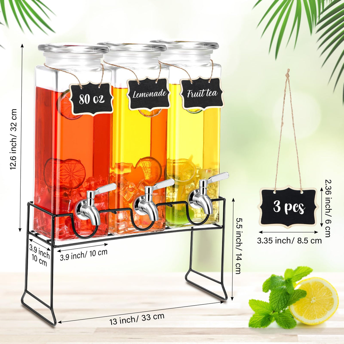 80 oz Glass Drink Dispenser with Stand and Spigot K8091
