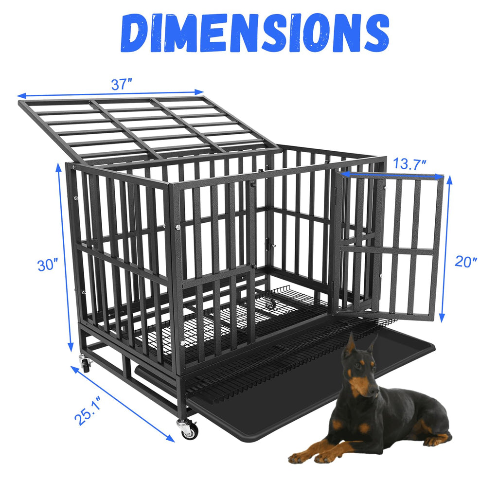 37" Heavy Duty Metal Dog Crate with Removable Tray T886568