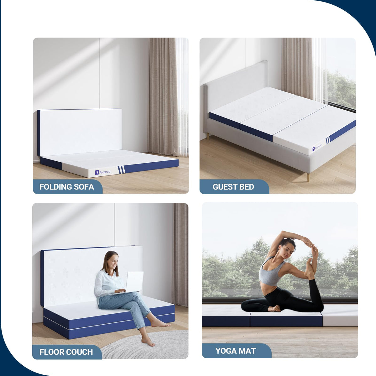 Foldable Memory Foam Mattress Topper Twin 4 Inch H921