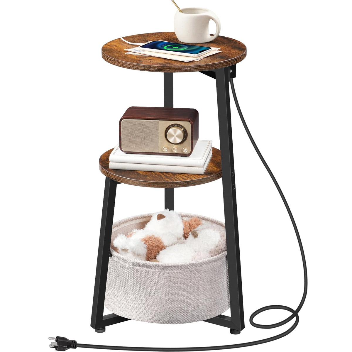Round Side Table with Charging Station D997589
