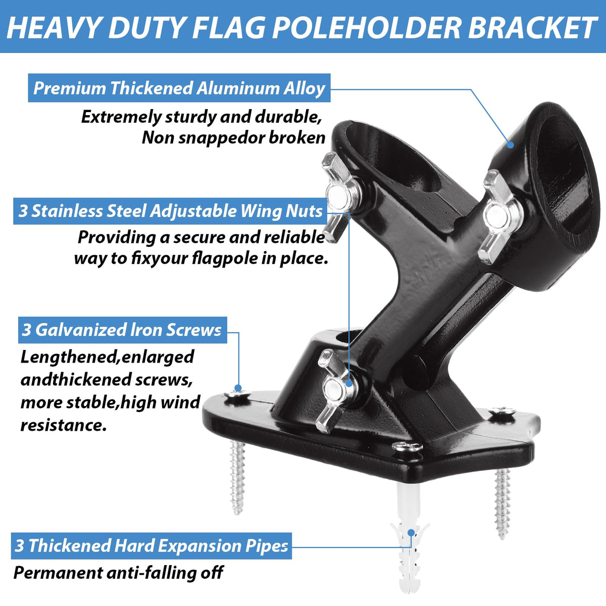 4 Pack Aluminum Flag Pole Holder Brackets 1 inch J7451