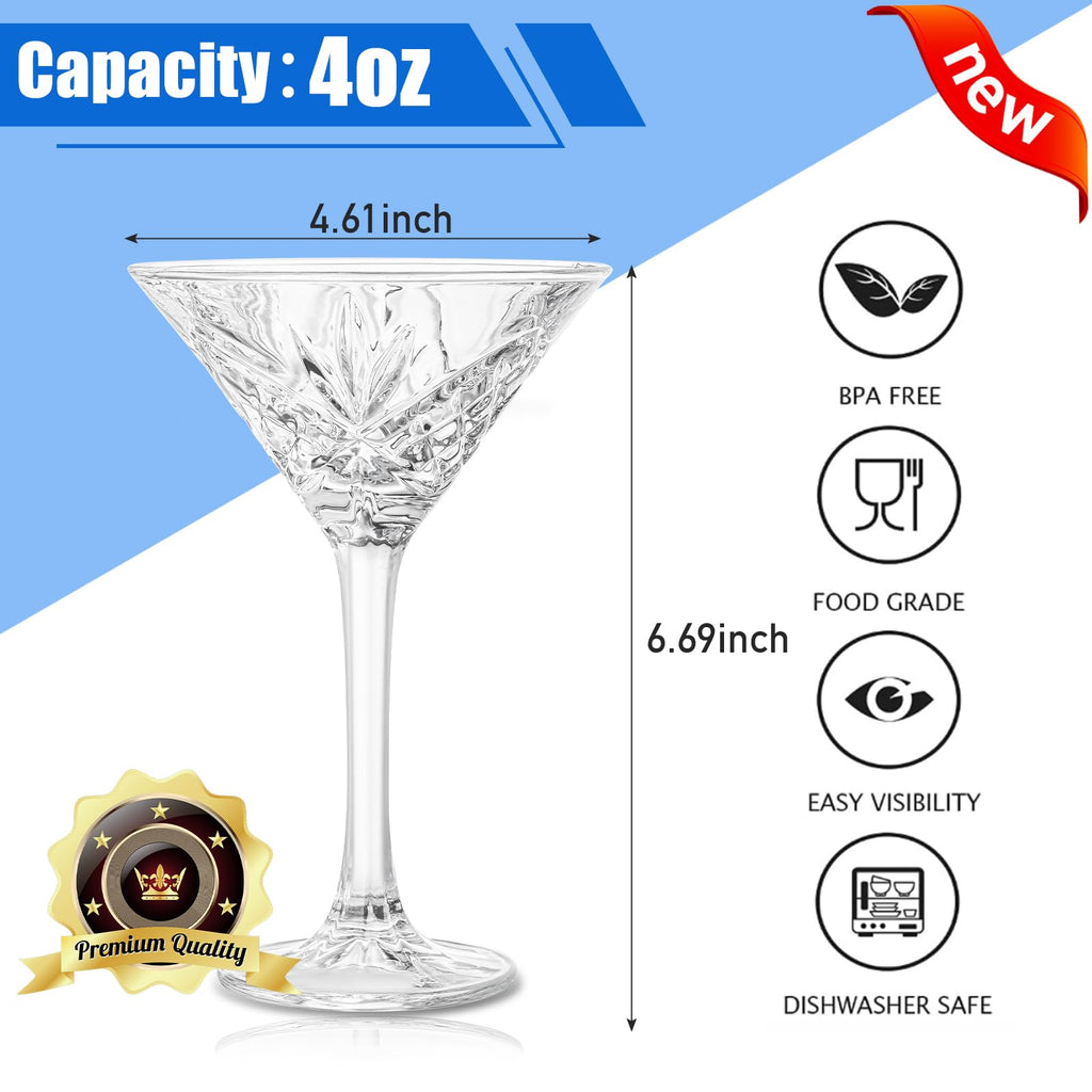 Set of 4 Crystal Stemmed Cocktail Glasses H551581