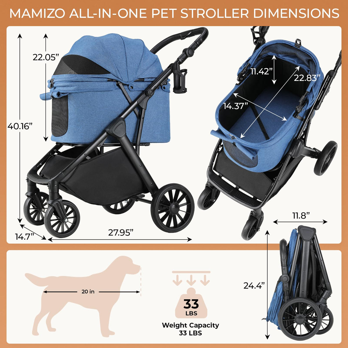 Foldable Dog Stroller O9084