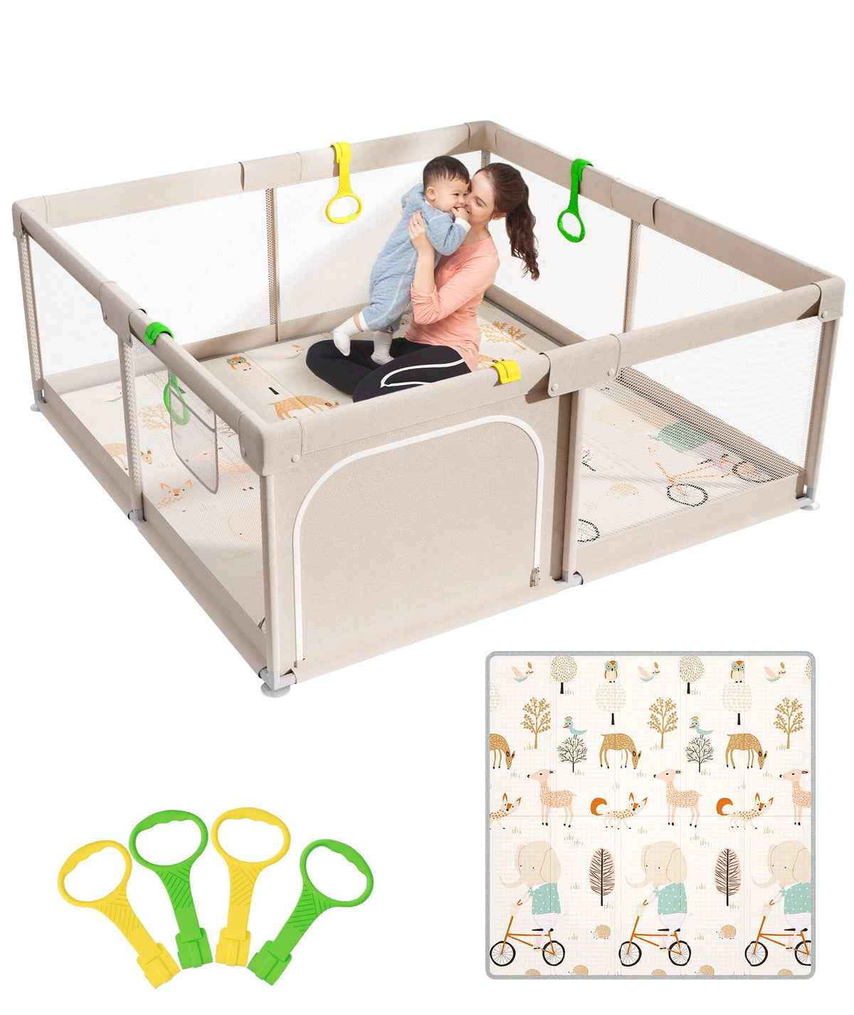 Grey Baby Playpen with Mat V801