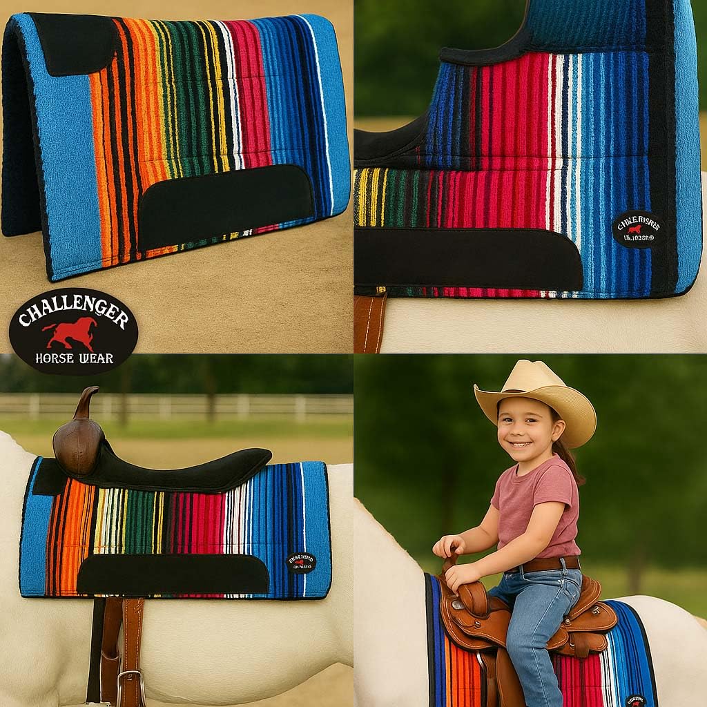Multicolored Rainbow Faux Fur Lined Saddle Pad K883