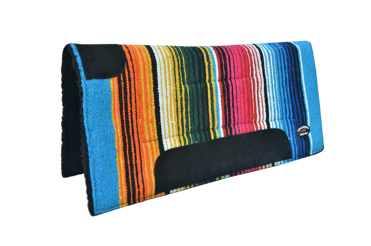 Multicolored Rainbow Faux Fur Lined Saddle Pad K883