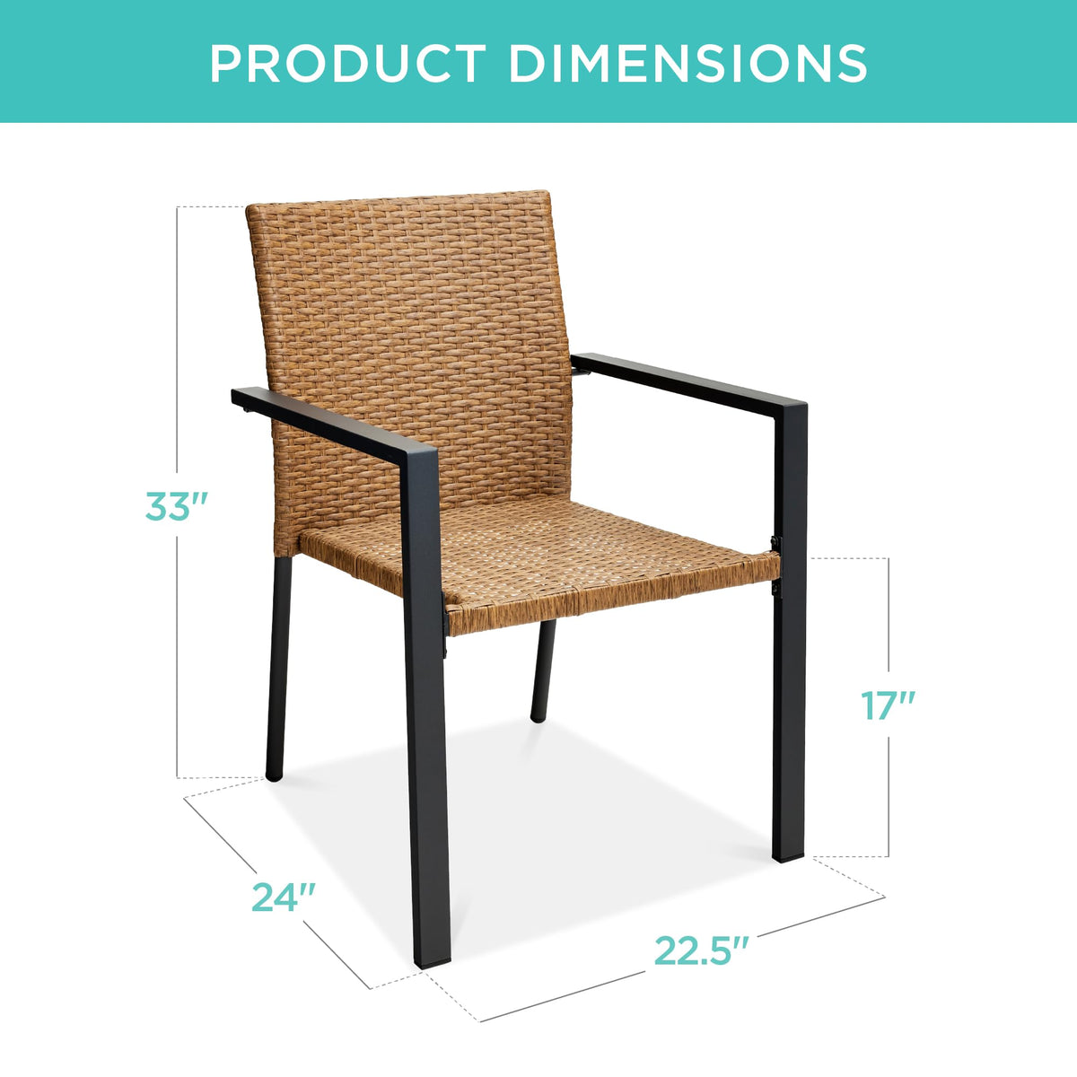 Set of 2 Stackable Outdoor Wicker Dining Chairs C422355