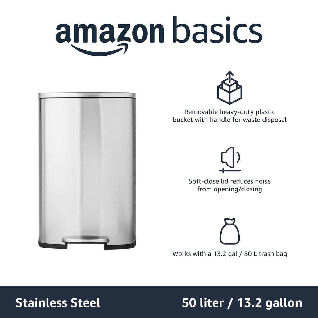 13.2 Gallon Soft-Close Stainless Steel Trash Can J4300