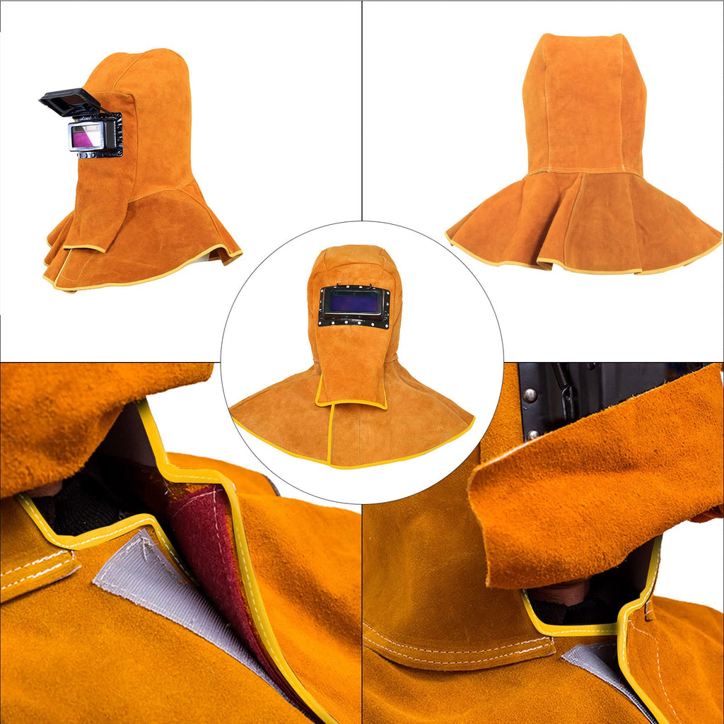 Cowhide Leather Welding Hood with Auto Darkening Filter A828
