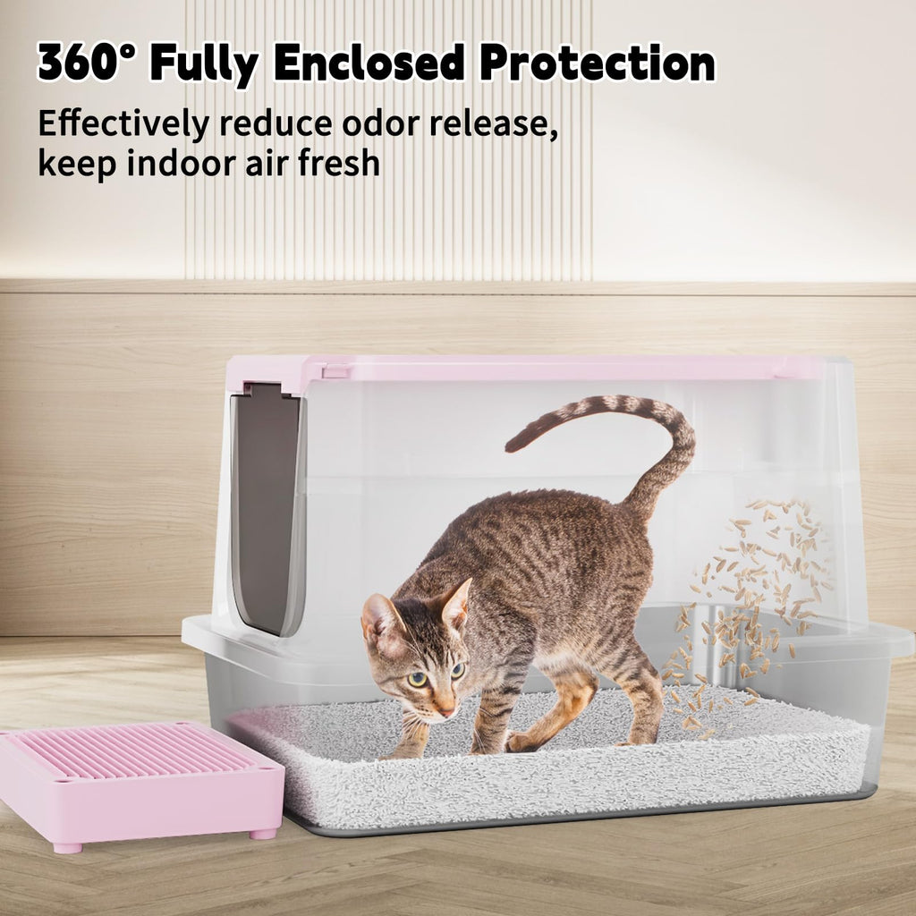 Stainless Enclosed High-Sided Covered Litter Box H8754