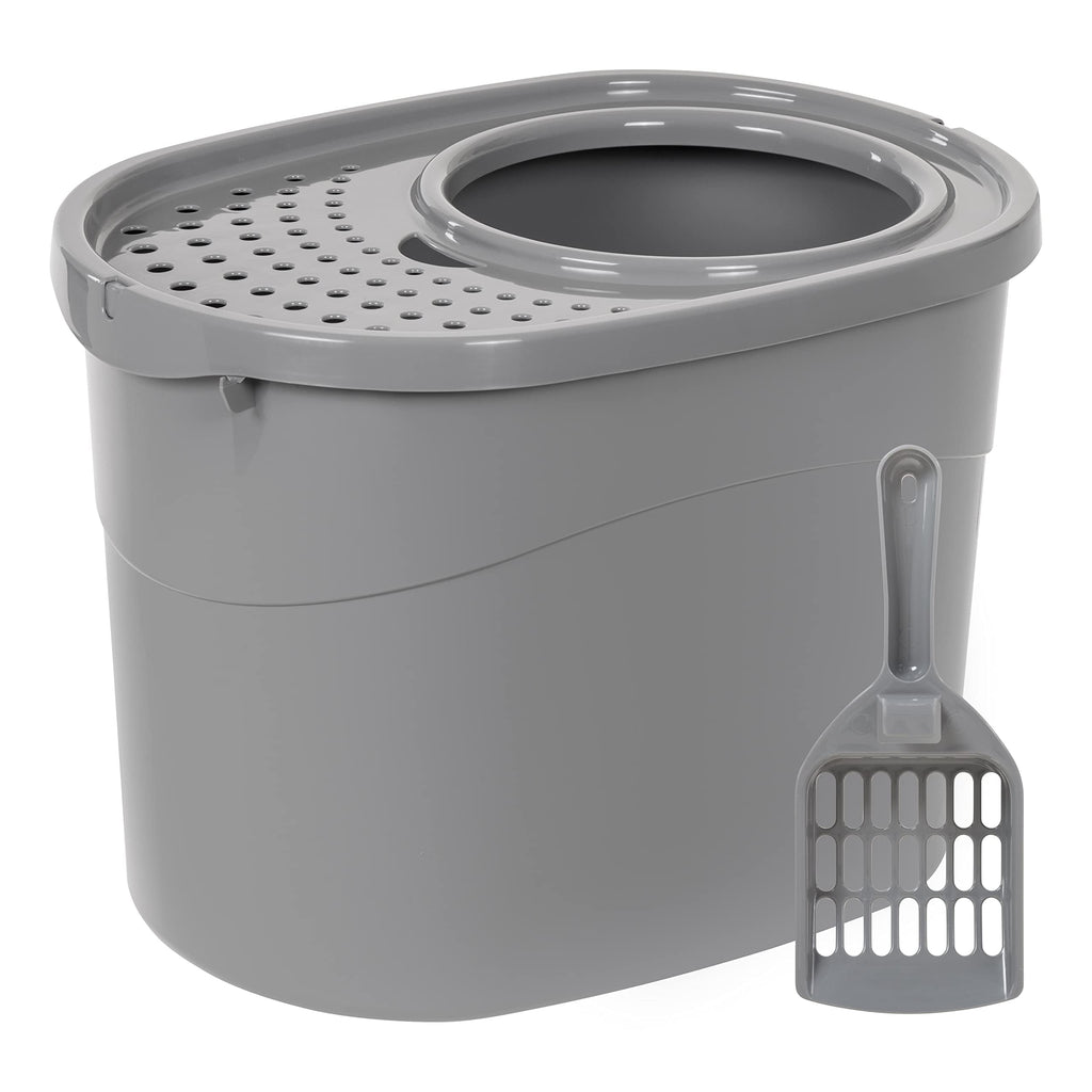 Large Top Entry Cat Litter Box with High Sides and Scoop Z721744