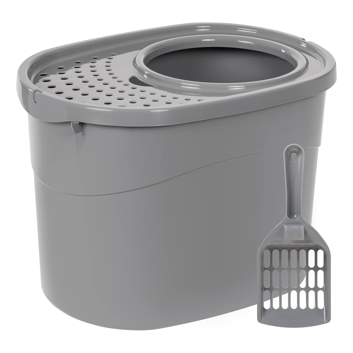 Large Top Entry Cat Litter Box with High Sides and Scoop Z721744