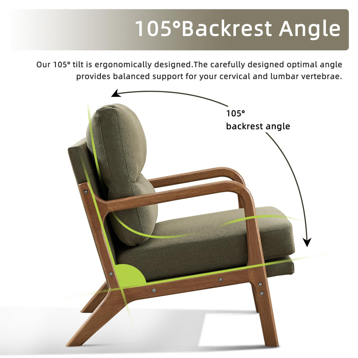 Mid Century Modern Linen Accent Chair Set of 2 D769