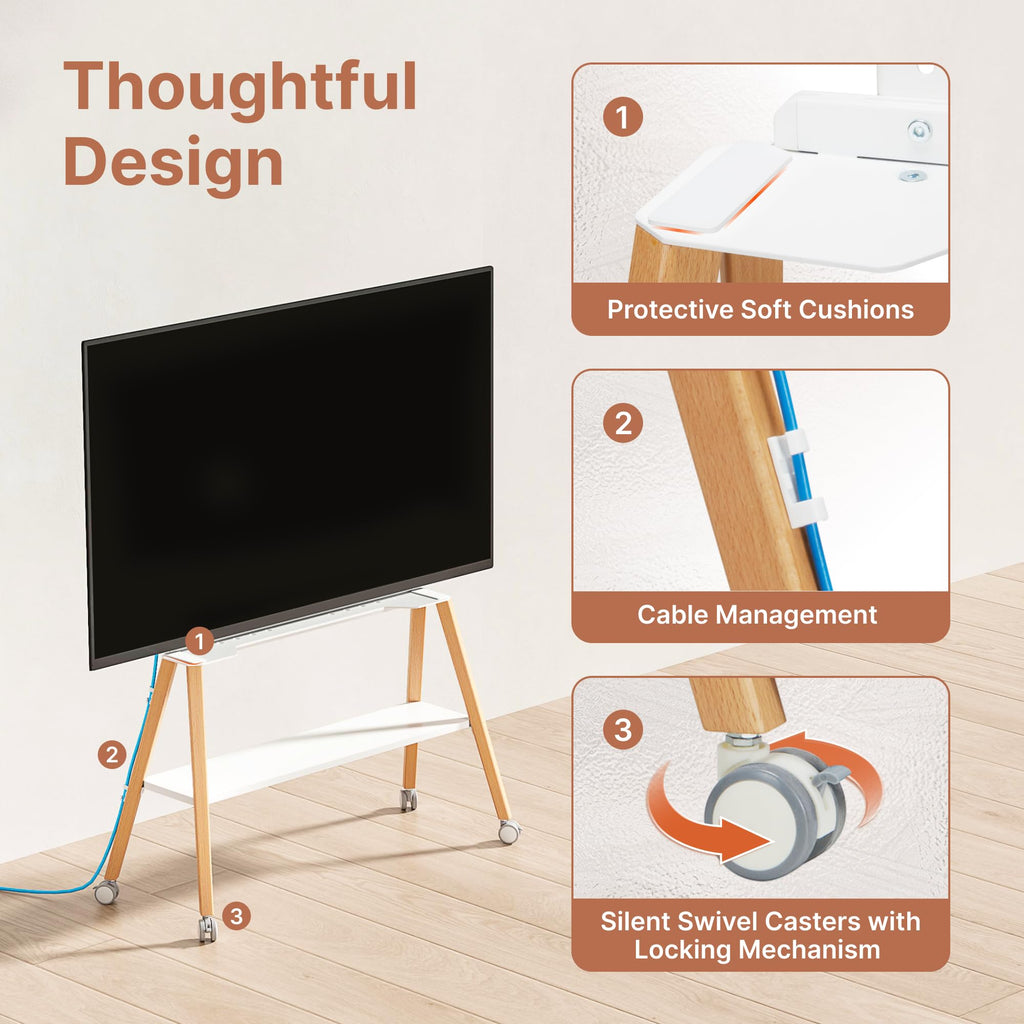 White Rolling Easel TV Stand Z825